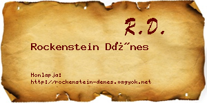 Rockenstein Dénes névjegykártya